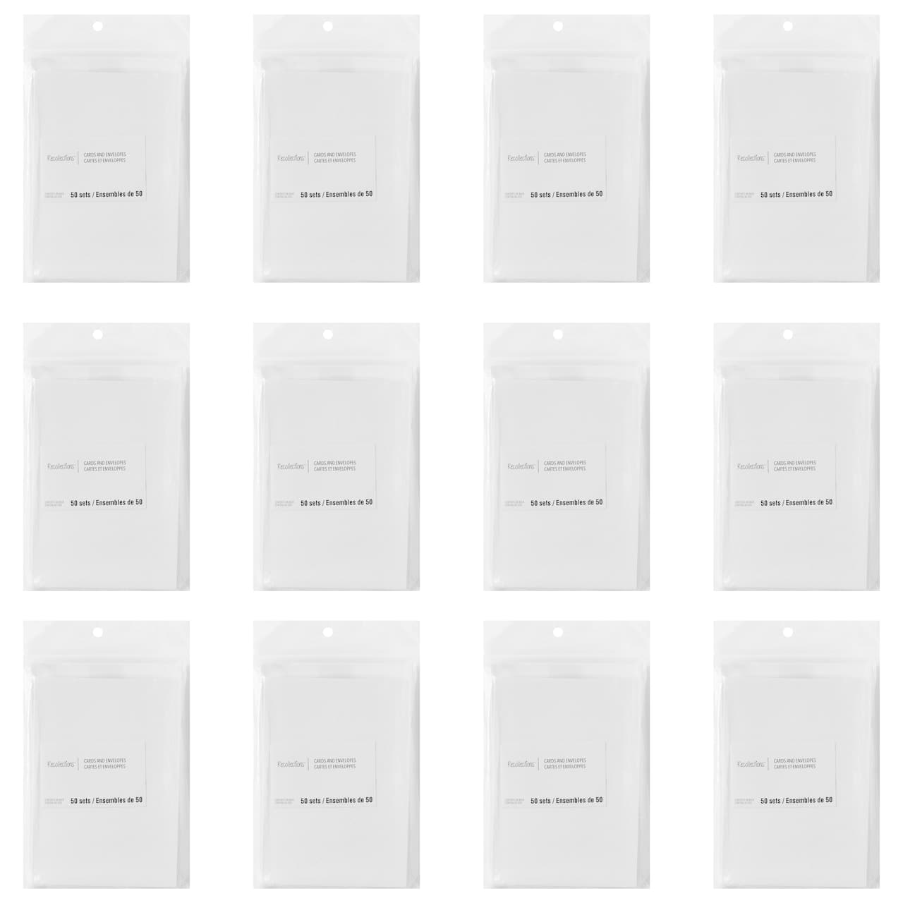 12 Packs: 50 ct. (600 total) 3.5" x 4.87" White Folded Cards & Envelopes by Recollections™